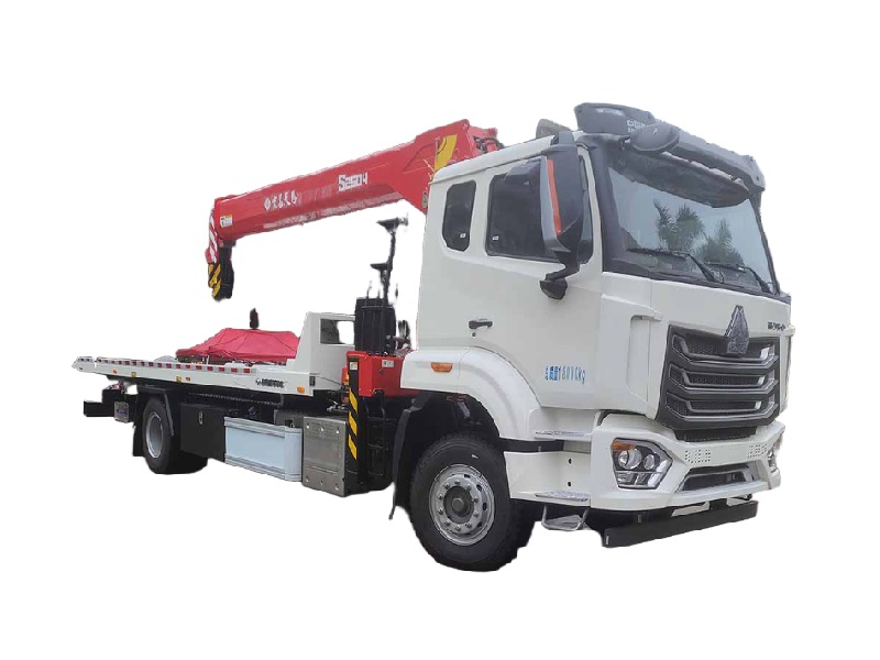 重汽带吊平板清障车 